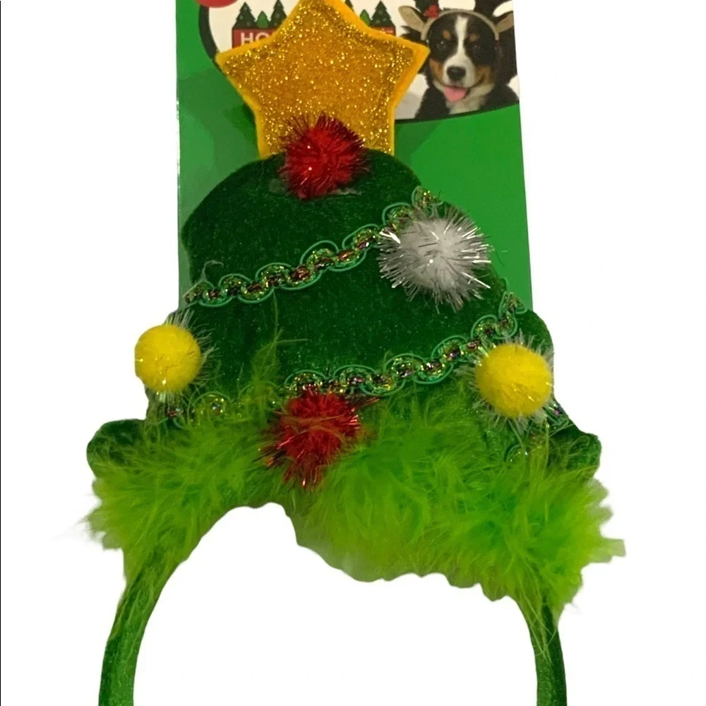 SPOT Dog Christmas Headband Holiday Hat Adjustable Festive Tree Medium / Large